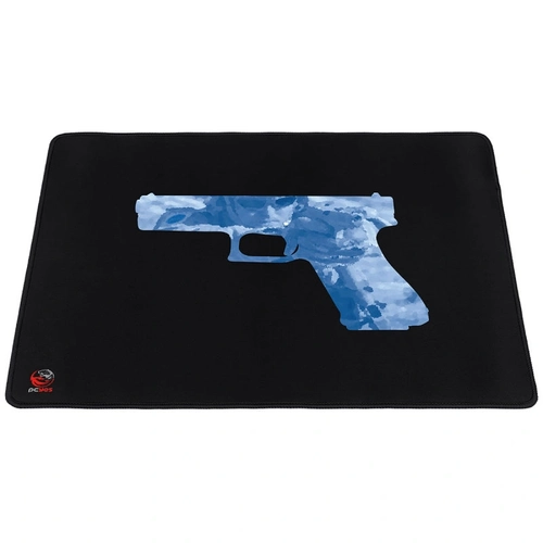 Mouse pad para jogos com arma, pistola e bordas costuradas