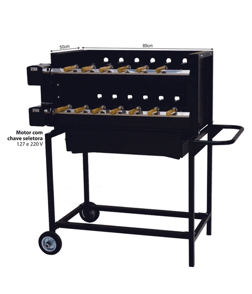 Churrasqueira Em Aço Carbono Lobo 13/89 Com 13 espetos