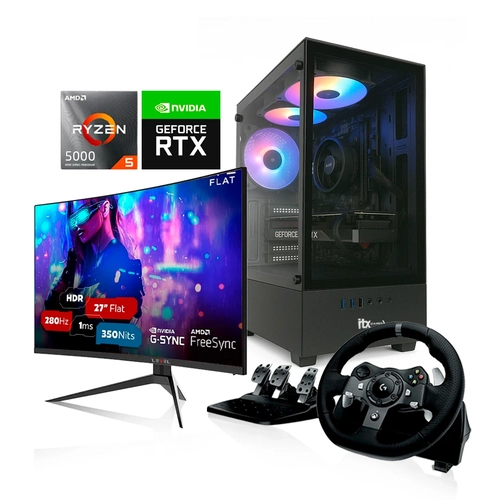 Combo PC Gamer ryzen 5 5500, RTX 5060, 16GB Ram + Monitor 280Hz 1ms + Volante Gamer Logitech G920