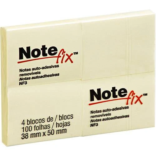 NOTEFIX C/4 BLOCOS 30X50MM 100 FLS AMARELO