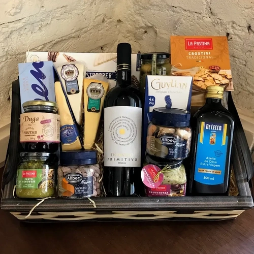 Cesta Queijo e Vinho Grande