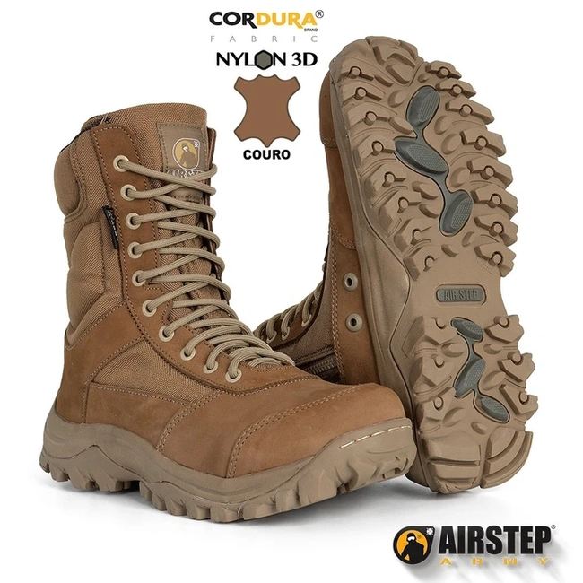 Coturno Militar Airstep Lightness Confort 8628 - Coyote (Com Zíper)