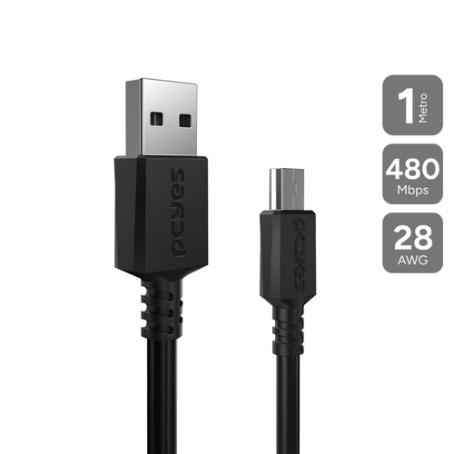 Cabo para Celular Camera Gps Carregamento Usb a 2.0 para Mini Usb b 2.0 - Preto - 1 Metro - Puanm2-1