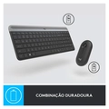 Kit Teclado e Mouse Logitech MK470, Design Slim, Sem Fio, Ambidestro, Clique Silencioso, US, Grafite - 920-009268