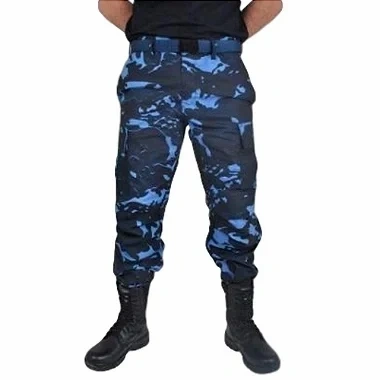Calça Tática Camuflada Azul GCM (Fecho Velcro - 2 Bolsos)