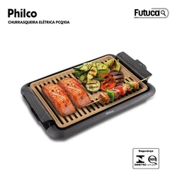 CHURRASQUEIRA ELETRICA PHILCO PCQ10A ANTIADERENTE GOLD 1200W PRETO