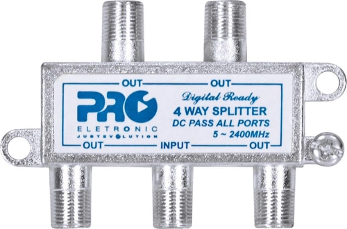 Divisor Satélite 1 Entrada e 4 Saídas - 5~2400 Mhz (vhf / Uhv/satélite) Com Passagem Dc Pqdv-2024b