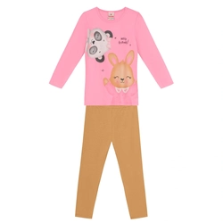 Conjunto Camiseta Manga Longa e Legging Panda Pink Brandili - Feminina