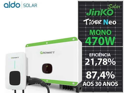 Gerador De Energia Solar Growatt Wallbox Carregador Veicular Solo Romagnole Growatt Gf 27,26kwp Jinko Tiger Neo Mono 470w Mac 25kw 3mppt Trif 220v