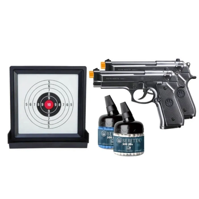 Kit Game Ready 2x Elite Force Beretta 92FS + 1000 BBs + Alvo - (Beretta)