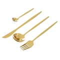 Conjunto de 24 Peças de Facas e Garfos Dourado Grillrelax