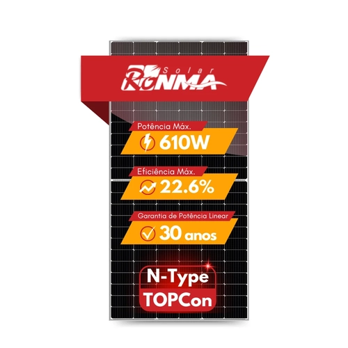 Painel Solar Ronma 610W Bifacial N-Type