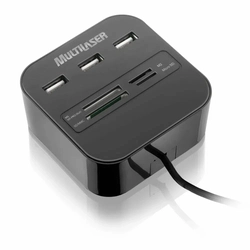 Hub Multilaser USB 3 Portas + Leitor De Cartão Universal 2,0 - AC121