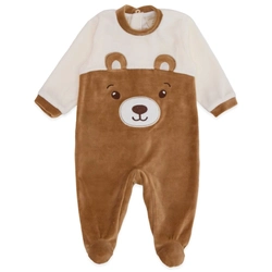 Macacão Manga Longa Bordado Urso Recorte Plush e Suedine Unissex - Ursinhos