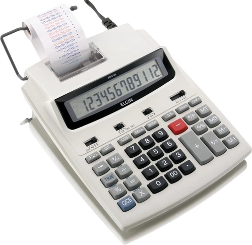 Calculadora Com Bobina Elgin 12 Digitos, Impressão Bicolor e Display Lcd Branca - Mr-6125