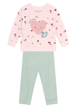 Conjunto Moletom e Legging Bordado Cute Heart Brandili - Feminino