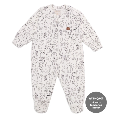 Macacão Manga Longa Estampado com Ziper Suedine Unissex – Fazendinha