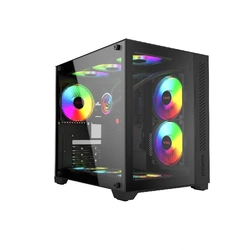 Gabinete Gamer Forcefield Black Vulcan - Frontal e Lateral Em Vidro - Pcyes - Gffbvp