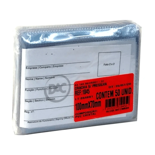 Cracha Sem Presilhas PVC Cristal 50 Unidades DAC