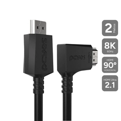 Cabo Hdmi 2.1 Pcyes Conector 90º Horizontal - Preto - 2m - Phm21-2h-pvc01