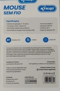 Mouse óptico S/Fio Bluetooth 5.0 Recarregável 2.4ghz  2400 dpi 4 botões Kp-Mu023 - Knup