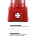 Liquidificador Philco Ph900 Com Filtro 12 Velocidades 3 Litros Vermelho 220v