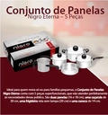 Conjunto de Panelas 5 Peças Nigro Eterna em Alumínio Polido e Tampas com Saída de Vapor