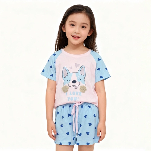 Pijama Manga Curta I Love You Rosa Feminino - Magiamix