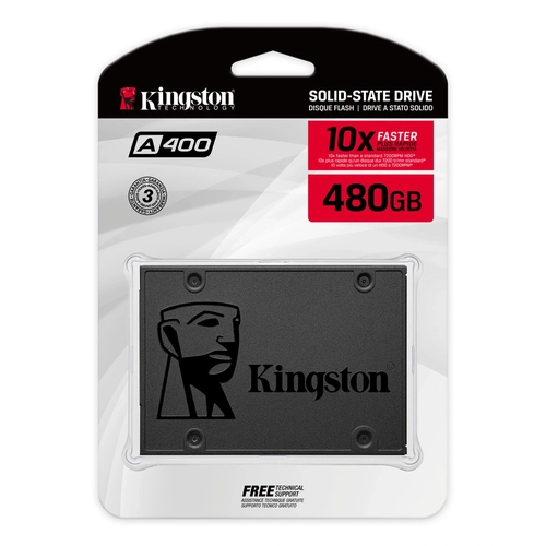 SSD Kingston A400, 480GB, SATA3 2,5,  Leitura 500MBs e Gravação 450MBs - SA400S37/480G