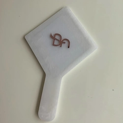 Espelho Madrepérola Branco  - Logo alto relevo inicial ou desenho