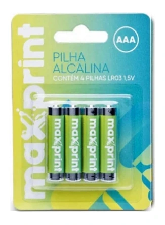 Pilha AAA Maxprint c/4 unidades. Alcalina