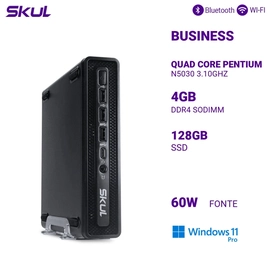 Mini Computador B200 Quad Core Pentium  N5030 3.10ghz Mem 4gb Ddr4 Ssd 128gb Fonte 60w Externa Windows 11 Pro