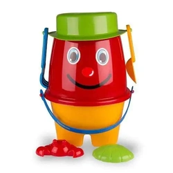 Balde de Praia Boneco com Acessórios Coloridos Poliplac