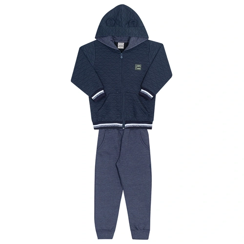 Conjunto Moletom Jaqueta Matelassê Marinho Randa Mundu - Masculino