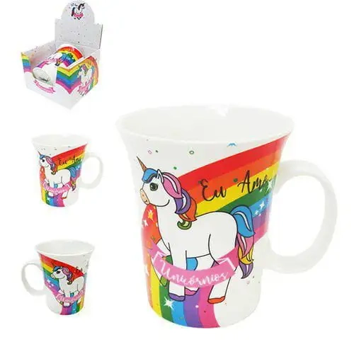 Caneca de Porcelana Unicórnio 340ml - DM BRASIL