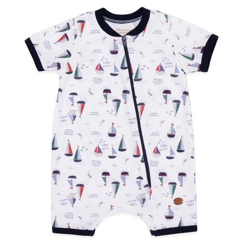 Macacão Manga Curta Zíper Estampado Suedine Masculino – Navy