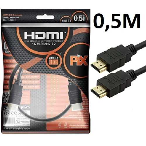 Cabo Hdmi Gold 0.5m 2.0 - 4k Hdr 19p
