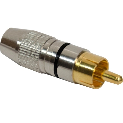 Plug Rca Metal Gold Profissional Preto