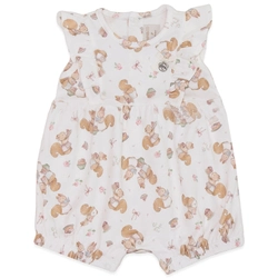 Macacão Manga Curta Recorte e Babado Suedine Feminino - Esquilinhas