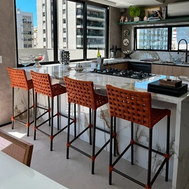 Banquetas em Corda Náutica e Alumínio Pintura Epóxi Maringá (kit com 4)