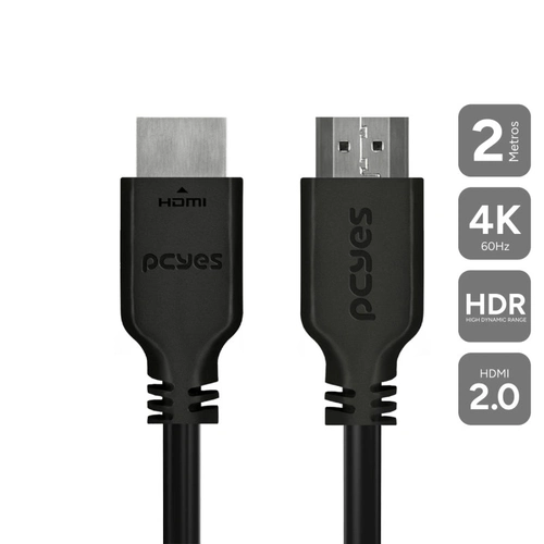 Cabo Hdmi 2.0 Pcyes 4k/60hz - 2 Metros - Phm20-2