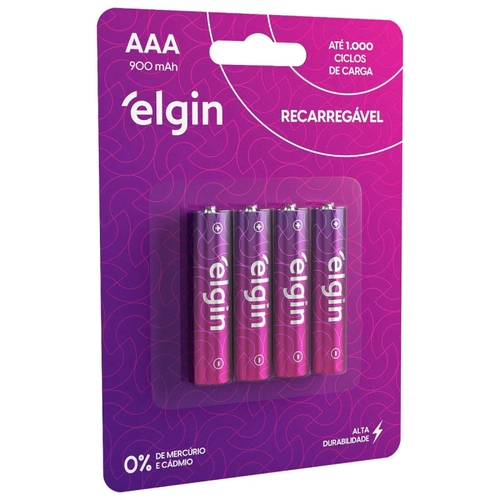 Pilha Recarregavel Elgin Aaa 900mah C/4 - 82169