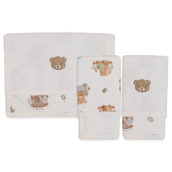 Kit de 2 Toalhas de Boca Ursinho Suedine com Forro Atoalhado Unissex - Ursinhos