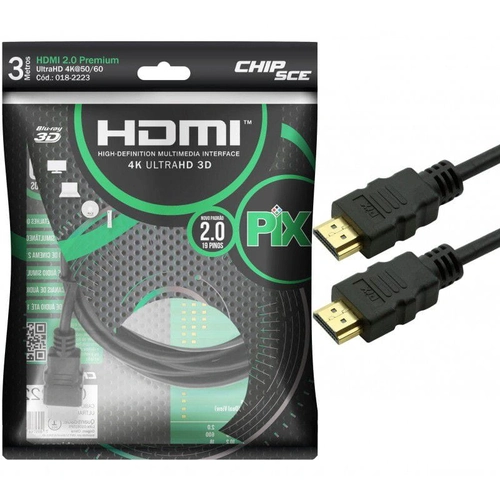 Cabo HDMI 4K UltraHD 3D 3 Metros PIX - 018-2223