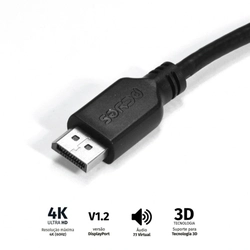 Cabo Displayport m para Displayport m 1.2 - Preto - 2 Metros - Pdpm-2