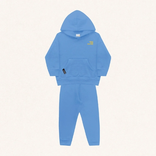 Conjunto Blusão e Calça Moletom Never Stop Rotating Azul Fakini - Masculino