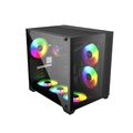 Gabinete Gamer Forcefield Black Vulcan - Frontal e Lateral Em Vidro - Pcyes - Gffbvp