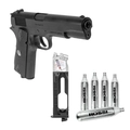 (Kit) Pistola de Pressão Co2 Rossi 1911 W125B 4.5mm + 5 Cápsulas de CO2 + Magazine - (Rossi)