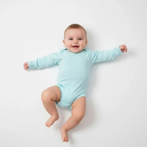 Body Manga Longa Liso Taita 100% Algodão - Azul Ice