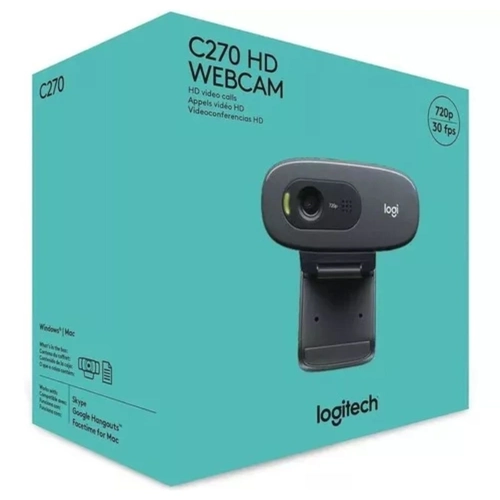 Webcan HD Preto C/ Microfone C270 - Logitech